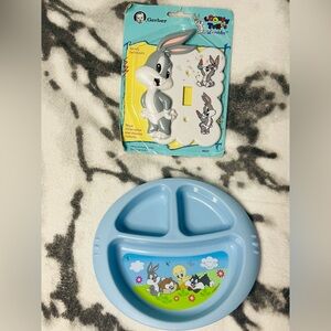1990s Gerber Looney Tunes Baby Bugs Bunny light switch cover and Baby Bowl - NWT